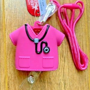 Pink Nurse Medical Sanitizer Holder & ID Badge Brand New